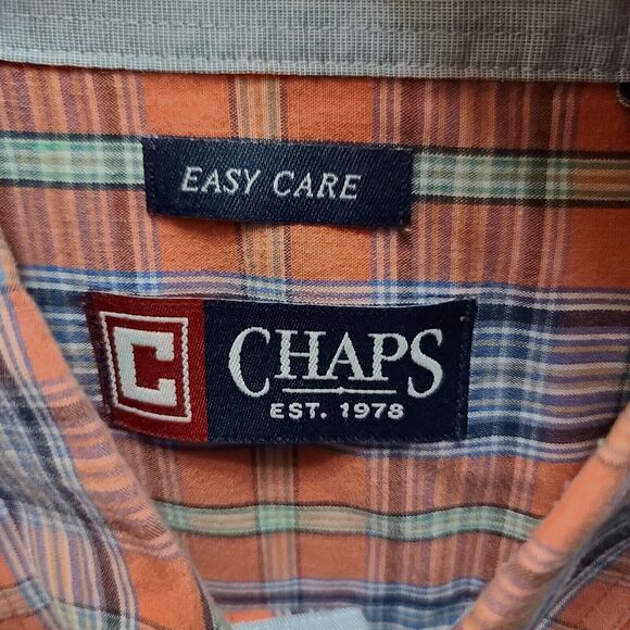 Chaps Mens Button Up Shirt Multi-Color Size XL Cotton Blend Easy Care Collar - Picture 5 of 12